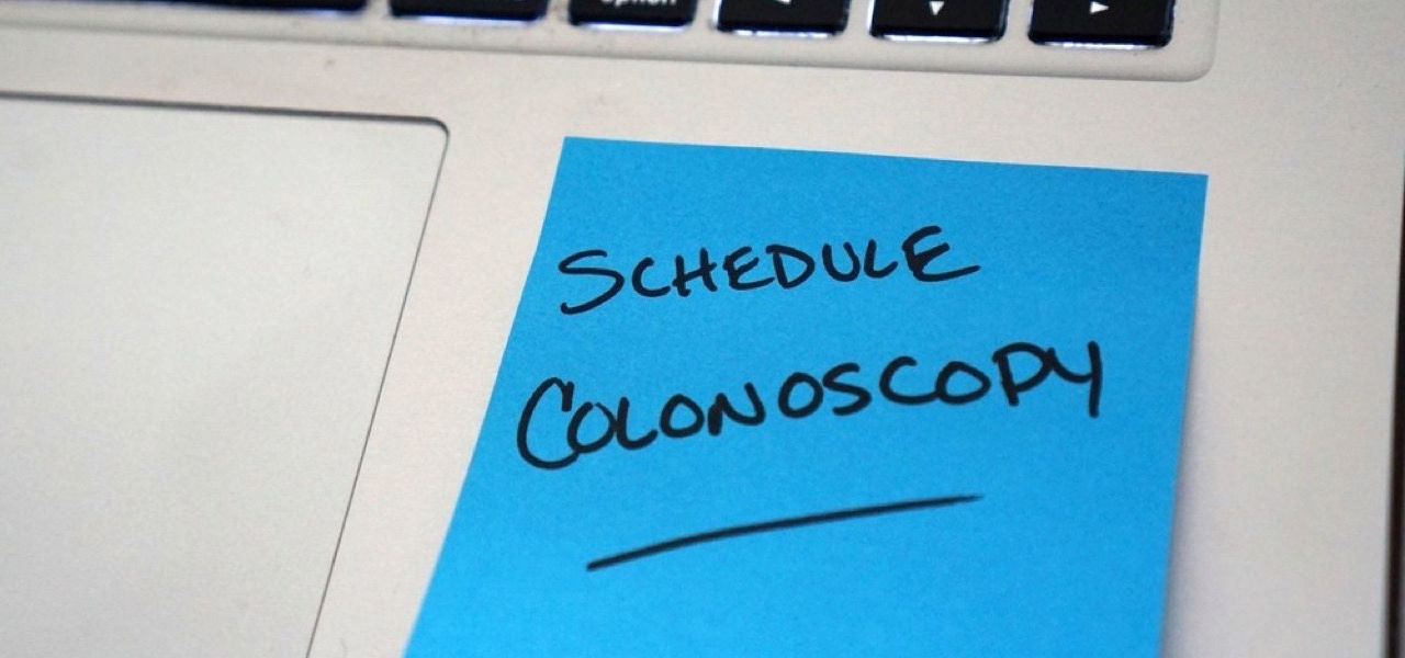 A note that serves as a reminder to schedule a colonoscopy
